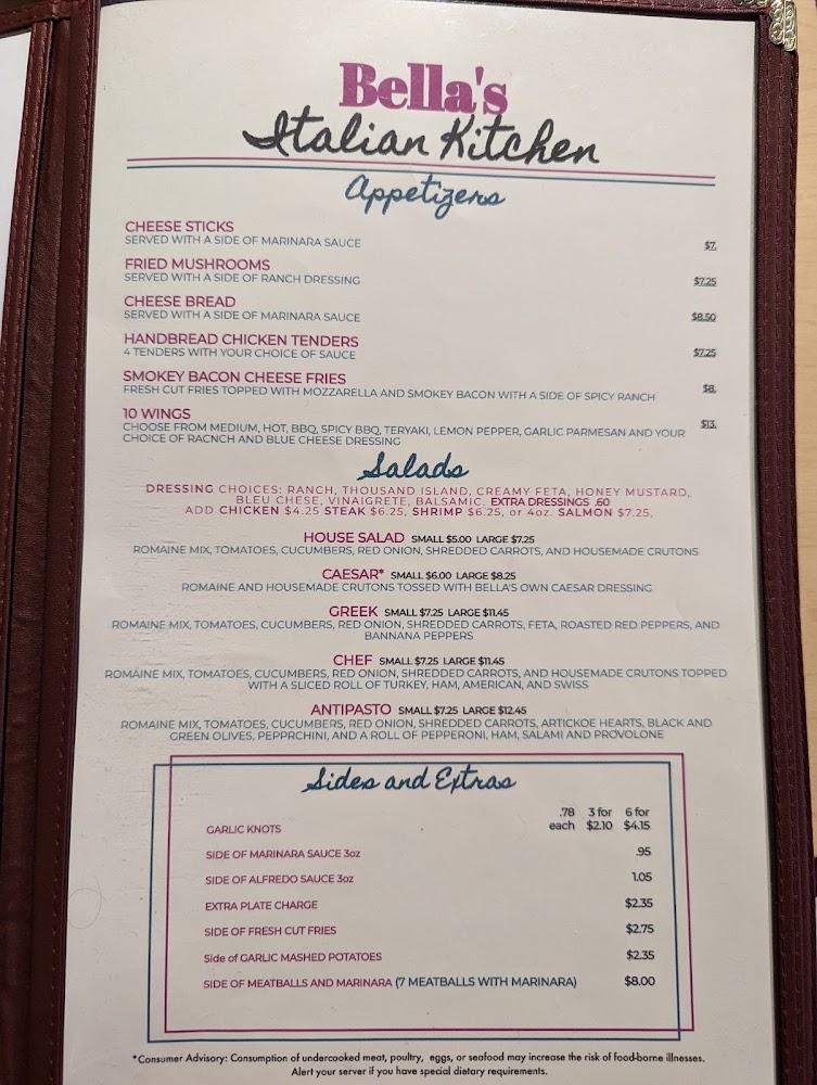 Bella's Steaks, Pasta and More Menu image 4